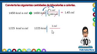 EJEMPLOS DE CONVERTIR DE CALORIAS A KILOCALORIAS [upl. by Ohare]