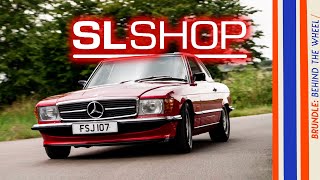 SL Shop Mercedes Benz R107 SL300 Restomod Driven [upl. by Euqinamod]