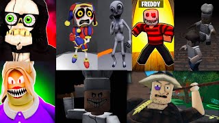 Roblox 6 Speedrun Escape Obby SCARY PIZZARIA ESCAPE TIMS FARM POMNI HALLOWEEN PRISON Miss Marie [upl. by Ardnwahsal]