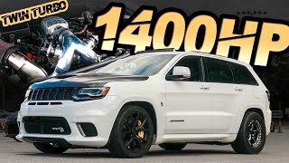 1400HP Jeep Trackhawk  The Worlds FIRST TWIN TURBO TRACKHAWK quotBig Hawkquot Breaks the MPH Record [upl. by Arraet]