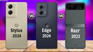 Motorola G Stylus 2024 vs Motorola Edge 2024 vs Moto Razr 2023  Comparison [upl. by Atiuqihs529]