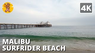 4K Malibu Surfrider Beach Walking Tour Los Angeles CA  🔊 Binaural Sound [upl. by Ramal482]