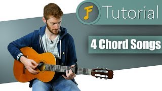 4 Akkorde  1000 Songs  Gitarren Tutorial für Anfänger  Jamflix [upl. by Nyvlem]