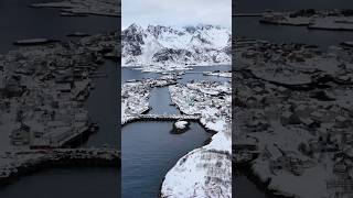 Winter in Henningsvaer  Norway travel snow winter norway drone landscape explore [upl. by Tyrone]