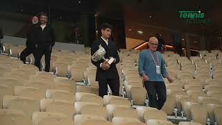 Tennis  RolandGarros  Carlos Alcaraz the day after with his Trophy at RolandGarros Makingof [upl. by Akinet]