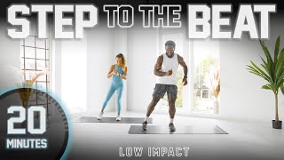 20 Minute Step To the Beat Workout LOW IMPACT Standing HIIT [upl. by Inama]