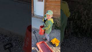 Toddler chore time farmliving eggs [upl. by Billye39]