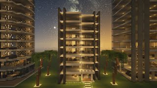 Minecraft tutorial How to build a modern hotel 10 amp full interior STRAIGHTFORWARD TUTORIAL [upl. by Corabel]