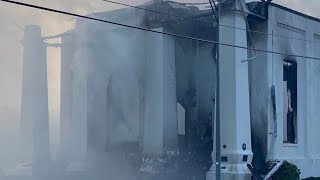 Pastor speaks with CBS19 after East Texas church destroyed in fire [upl. by Atsillak]