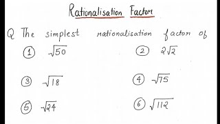 Simplest rationalisation factor of √18 number system class 9 MCQ based question [upl. by Animrac739]