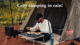 SOLO CAMPING in Wildflower country  Cozy sleep while listening to rain [upl. by Annoj]