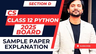 CBSE CS Class 12 Sample Paper  2025 Boards  Section D [upl. by Elamrej]