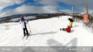 Skiing red run Centrumbacken in Hemavan Sweden [upl. by Eliga]