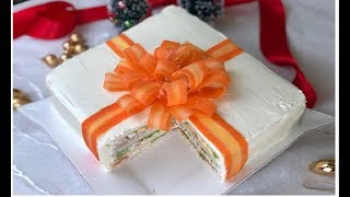 Torta tramezzino regalo di Natale  Torta salata senza cottura  Antipasto [upl. by Nodnahs]