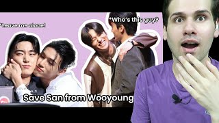 Woosan Moments  Wooyoung testing San’s patience over and over AGAIN Ateez Reaction [upl. by Wolf577]