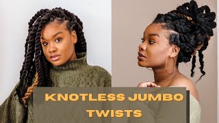 Natural Looking KNOTLESS Jumbo Twist NO TENSION METHOD [upl. by Nyleuqcaj]