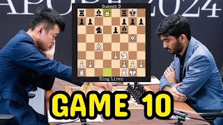 DING LIREN vs GUKESH D  World Championship Match 2024  Game 10 [upl. by Corie]