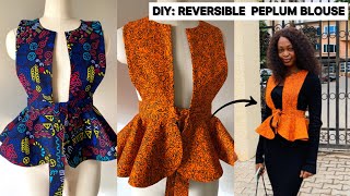 DIY Reversible Pinafore Peplum Blouse with 720 Degrees Flare Cutting and Stitching Tutorial [upl. by Stafani]