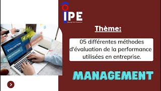 Management 05 méthodes dévaluation de la performance utilisées en entreprise [upl. by Aikin]