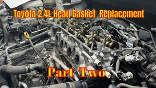 How To Replace The Head Gasket on 24l Toyota and Scion Motor Step by Step Part 2 of 4 [upl. by Fowle]