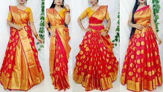 Banarasi Silk Saree Draping in 5 StylesSaree Wearing Styles to look elegantSilk saree draping idea [upl. by Naujad]