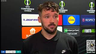 Tomás Cosgrove Speaks After Larne v Molde  2024 UEFA Conference League Football  BBC Sport [upl. by Marko]