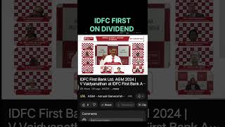 IDFC FIRST BANK DIVIDEND  IDFC FIRST BANK SHARE LATEST NEWS TODAY  idfcfirstbankstocknews [upl. by Felita]