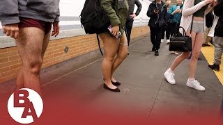 FilAms join annual No Pants Subway Ride in New York [upl. by Eocsor]