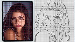 HOW TO DRAW OUTLINE OF FACE BY GRID METHOD  HOW TO DRAW PERFECT FACE OUTLINE [upl. by Hotchkiss]