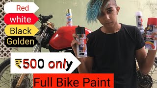 Full bike paint at home just 500₹  spray paint  bike pe goldenredwhiteblack abhiyash pandey [upl. by Shanley]