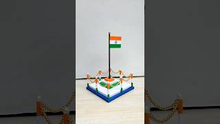 DIY Independence day flag hoisting craft  How to make INDIAN flag with paper shorts [upl. by Nedrud]