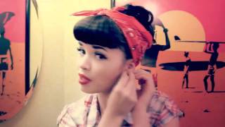 Retro Rockabilly Bandana hair tutorial by Susie Brown [upl. by Aurelio]