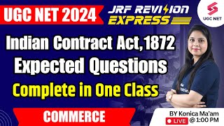 UGC NET Commerce  Indian Contract Act 1872  UGC NET Commerce Expected Questions  Konica Mam [upl. by Apollus]