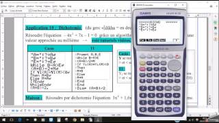 Programme DICHOTOMIE CASIO Révisions bac [upl. by Aredna52]