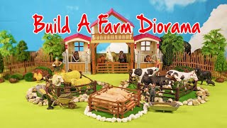 Toy Farm Diorama  Horses Cows Sheep and Pigs Are Looking For Us To Build a Farm [upl. by Pollack]