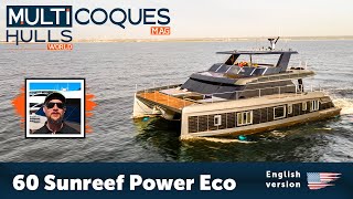 60 SUNREEF POWER ECO Powercat  Boat Review Teaser  Multihulls World [upl. by Lletnuahs]