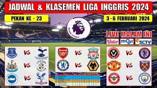 Jadwal Liga Inggris 2024 Pekan Ke 23  ARSENAL vs LIVERPOOL  BRENTFORD vs MAN CITY  Live SCTV [upl. by Aekerly]