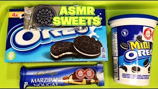 Chocolate Biscuit Oreo amp Marzipan Nougat ASMR Sweets [upl. by Rebmak]