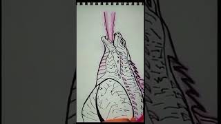 WAIT FOR END🔥🔥GODZILLA Drawing Tutorial For BEGINNERS 🔥🔥 shorts godzilla drawing [upl. by Anaihr]