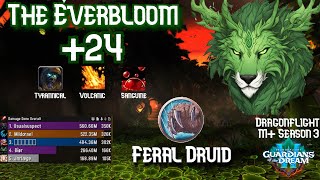 M24 Everbloom  Feral Druid  326k Overall no aug  Dragonflight Season 3  WoW 102 [upl. by Hoehne]