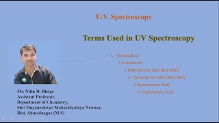 Terms used in U V Spectroscopy  Chromophore Auxochrome bathochromic shift  Prof Nitin Bhoge [upl. by Cacka598]