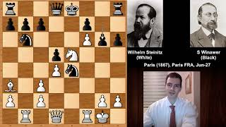 Epic Chess Game Wilhelm Steinitz vs Simon Winawer  Paris 1867 [upl. by Anyale915]