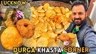 Rs20 mein Lucknow Ka Famous Breakfast KHASTA KACHORI l Durga Khasta Corner l Lucknow Street Food [upl. by Anaiv]