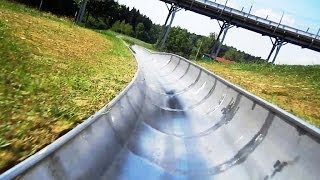 Sommer amp Twinbob Rodelbahns onride HD POV Bayern Park [upl. by Mmada]