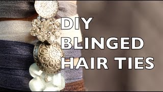 How To Make Hair Ties  Blinged Hair Ties [upl. by Mirella210]