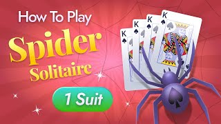 Play Spider Solitaire 1 Suit Free Online [upl. by Kantos391]