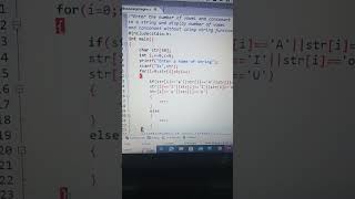 WAP input string to count vowel and consonantsorts yt bca education cprogramming [upl. by Assenav657]