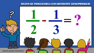 RESTA DE FRACCIONES CON DIFERENTE DENOMINADOR [upl. by Rebmeced]