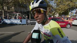 Biniam Girmay  Interview at the start  Paris  Tours 2023 [upl. by Leind293]