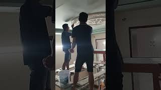 plaster ceiling molding installation technique construction materialsforbuildingabrickwall [upl. by Eillehs]